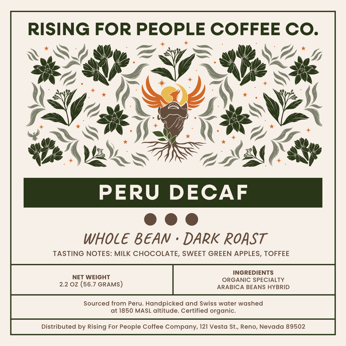4x4 Peru Decaf WB DR Label - NeoCity Creative - Stickers