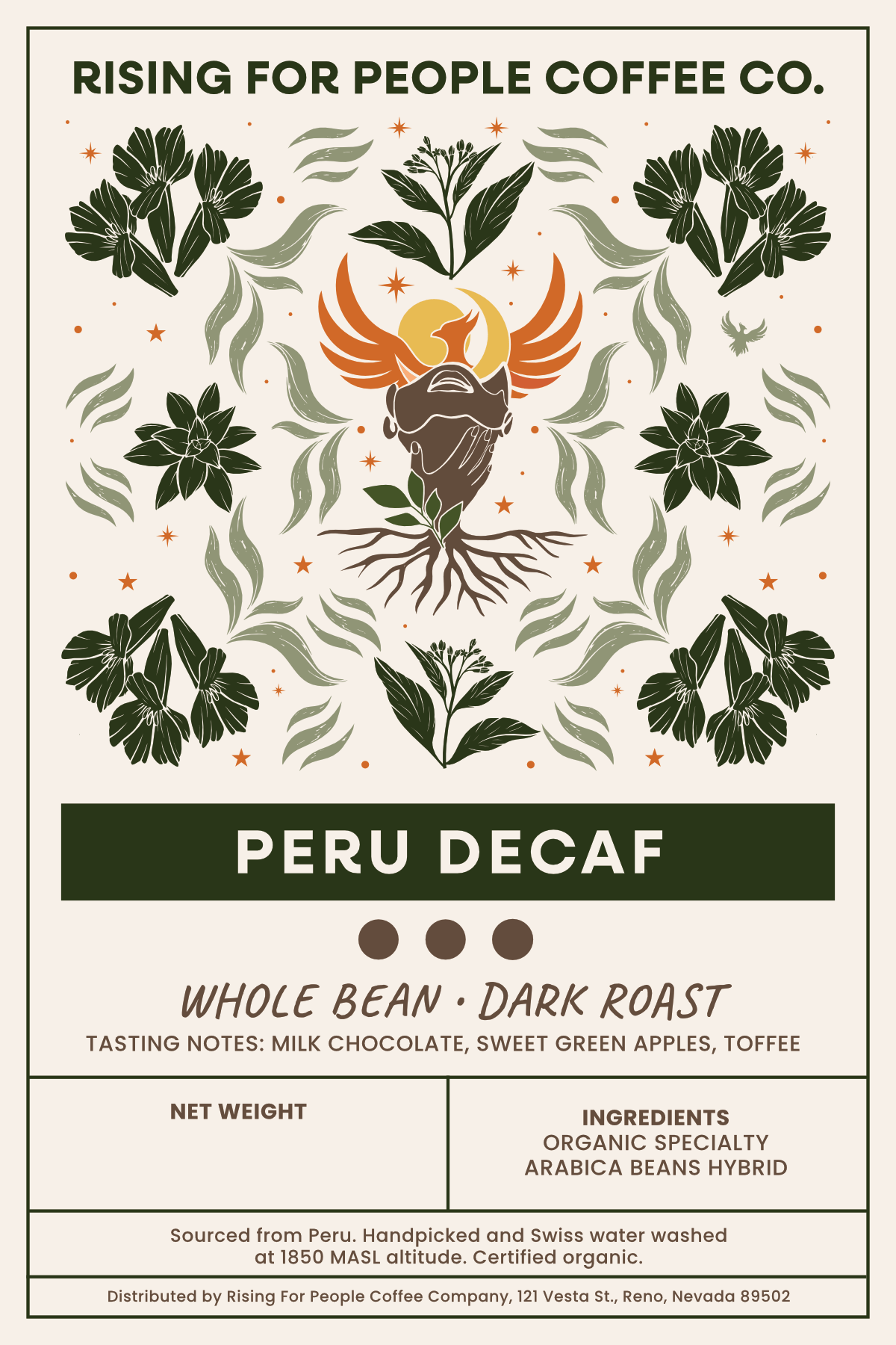 4x6 Peru Decaf WB DR Label - NeoCity Creative - Stickers