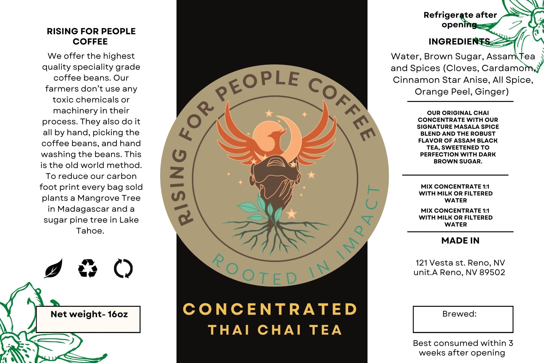 6x4 Conc Thai Chai Tea Label - NeoCity Creative - Stickers