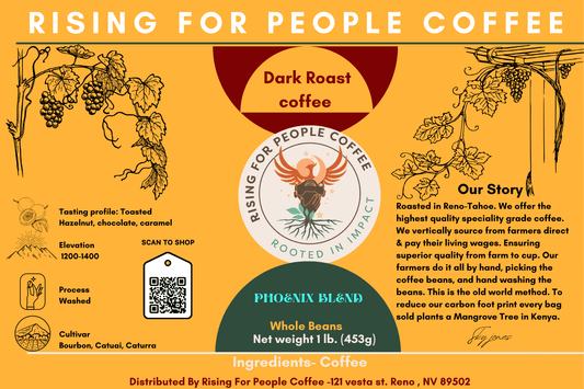 6x4 Dark Roast Phoenix Blend Whole Bean Label - NeoCity Creative - Stickers