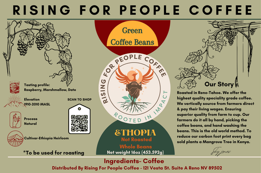 6x4 Green Coffee Beans Ethopia NR Whole Beans Label - NeoCity Creative - Stickers