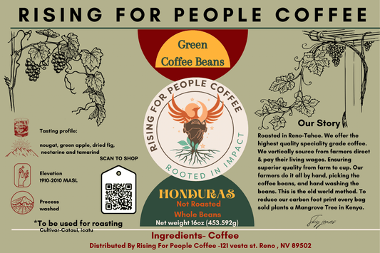 6x4 Green Coffee Beans Honduras NR Whole Beans Label - NeoCity Creative - Stickers