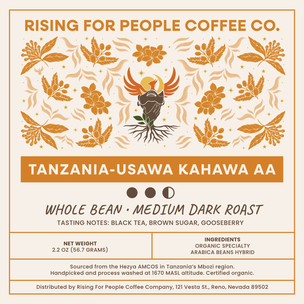 4x4 Tanzania Usawa Kahawa AA WB MDR Label - NeoCity Creative - Stickers