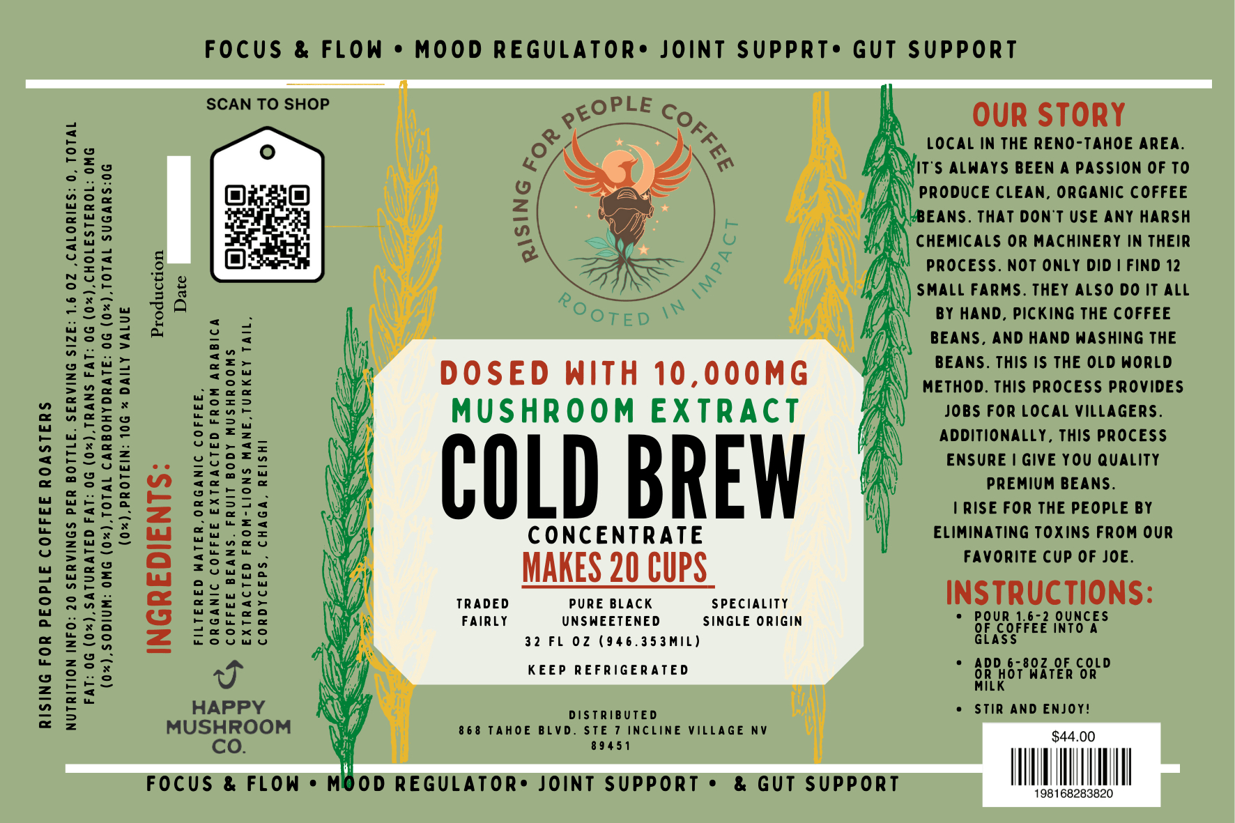 6x4 Mushroom Extract Cold Brew Conc Label - NeoCity Creative - Stickers