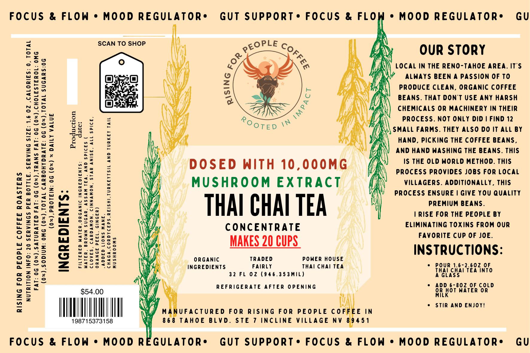 6x4 Mushroom Extract Thai Chai Tea Conc Label - NeoCity Creative - Stickers