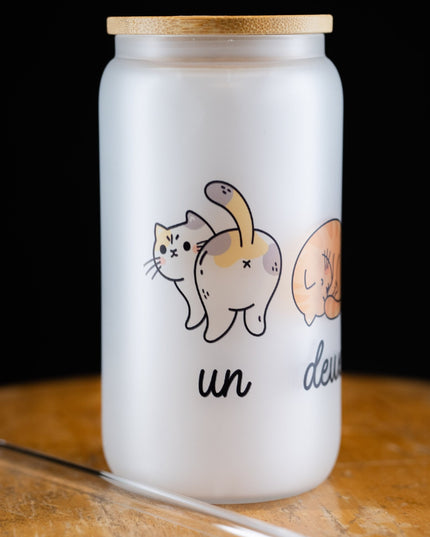 French Cat Frosted Glass Tumbler - NeoCity Creative - Glass Tumbler