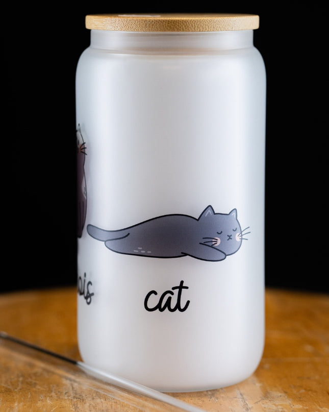 French Cat Frosted Glass Tumbler - NeoCity Creative - Glass Tumbler