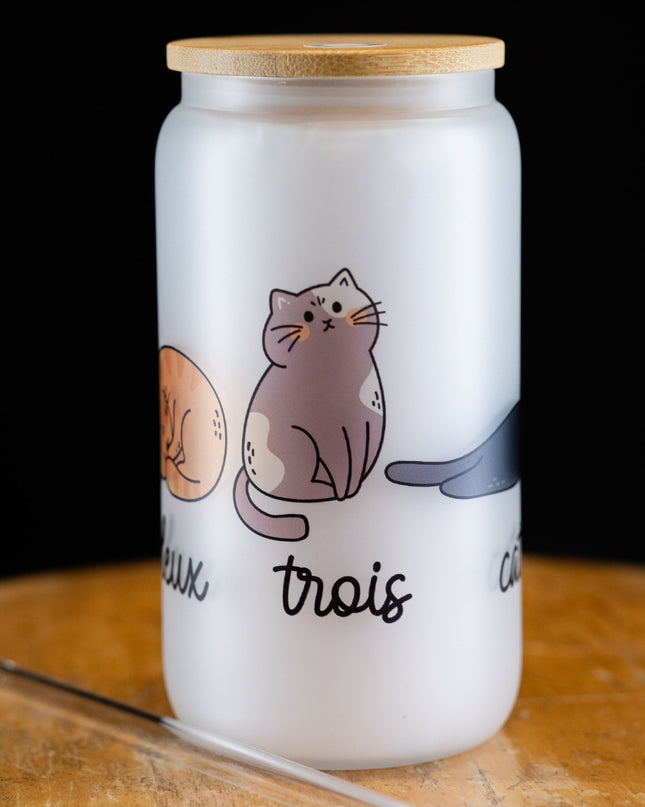 French Cat Frosted Glass Tumbler - NeoCity Creative - Glass Tumbler