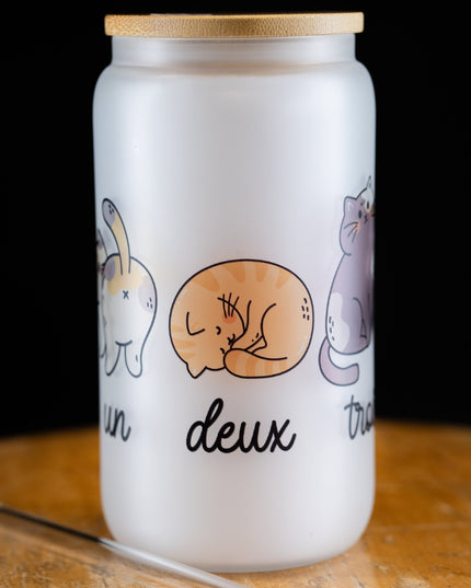 French Cat Frosted Glass Tumbler - NeoCity Creative - Glass Tumbler