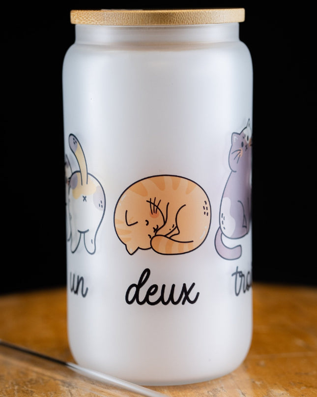 French Cat Frosted Glass Tumbler - NeoCity Creative - Glass Tumbler