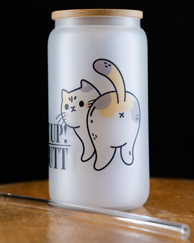 What Up! Cat Butt Frosted Glass Tumbler - NeoCity Creative - Glass Tumbler
